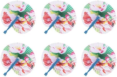 Besportble Fandeliers 12pcs fãs dobráveis ​​papel redonda fã impressa em estilo chinês fãs de mão decorativos de papel suspenso