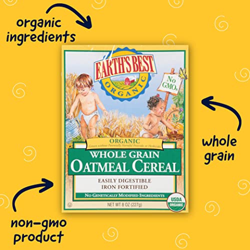Melhor comida orgânica para bebês orgânicos, cereais para bebês de aveia integral orgânicos, não-OGM, comida de bebê