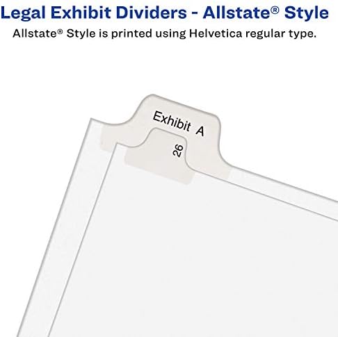 Avery Individual Legal Exhibit Divishers, Allstate Style, 50, guia lateral, 8,5 x 11 polegadas, pacote de 25