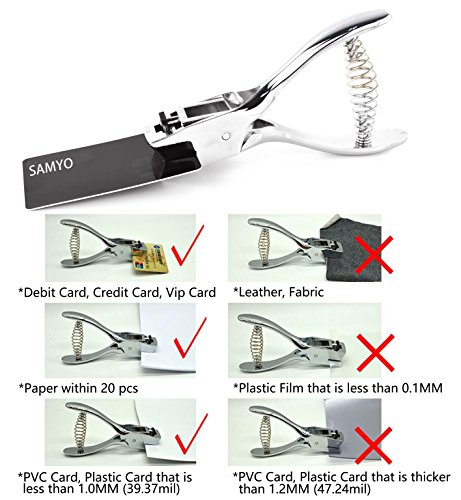 Samyo Hand Id Id Card Hole Hole Punch Metal Puncher Pelier Ferramenta de perfuração para identificação Badge PVC Tag PVC Tag