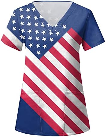 4 de julho Camisas para Women USA FLAND SMAND SMANEVE CORMUTRA DE PESCO