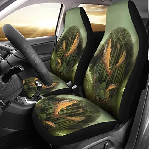 Tampas de assento de carro com estampa de peixe de trutas marrons tampas de assento de carro universal - tampas de assento