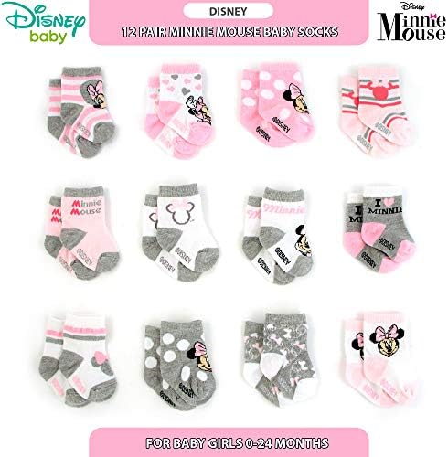 Disney Baby Girls 'Socks - 12 Pack Minnie Mouse, Daisy, Princess Socks