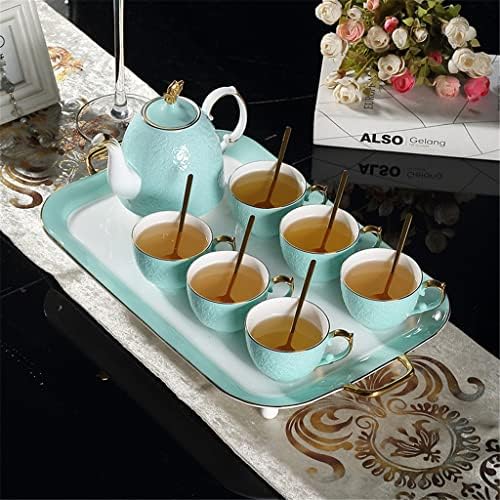 N/A Copa de café e pires Conjunto com bordas douradas China em casa utensílios de café conjunto de chá com caixa de presente de bandeja