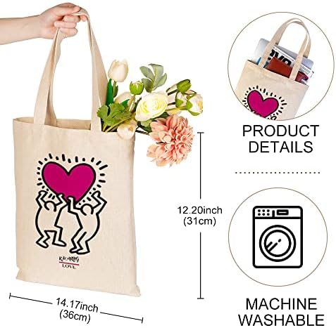 Impressão na moda Saco de Haring Tote, bolsa pequena para mulheres, sacola estética e compras de padrões fofos, praia, sacolas de