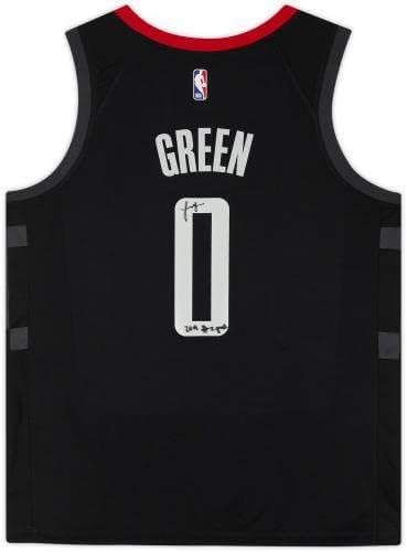 Jalen Green Houston Rockets autografados 2021 Jordan Black Declaração Swingman Jersey com inscrição 20212 Draft