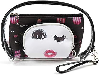 Nollia: Padrão de amor feminino Bolsas cosméticas e de higiene pessoal -3pc Conjunto de bolsas de maquiagem