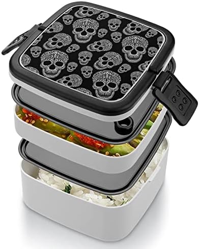 Crânio de padrão ornamental Bento Bento Box Box Recipiente de refeição para trabalho Piquenique Offce