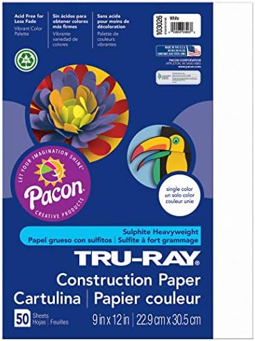Papel de construção Tru-Ray®, branco, 9 x 12, 50 folhas por pacote, 10 pacotes