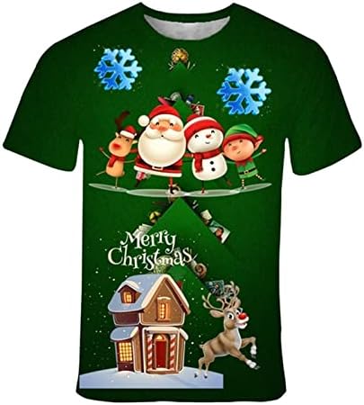 XXBR Christmas Soldier Camisetas de manga curta para homens, Natal Papai Noel Print Print Crewneck Tee Tops em casa festas casuais
