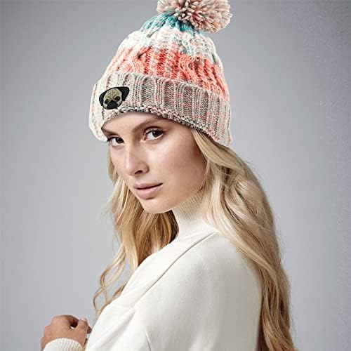 Bang Tidy Roupas Pug Feanie Knit Hat - Cães Presentes para Mulheres - Chapéus de Inverno para Mulheres Bordadas