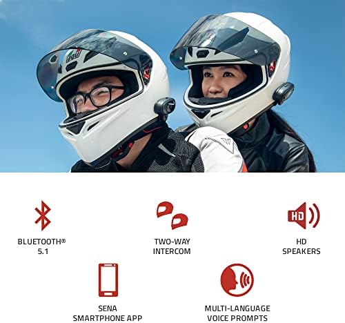 Sena 5r Buily Motorcycle Bluetooth Intercom Intercomulteto Bluetooth, pacote duplo, preto