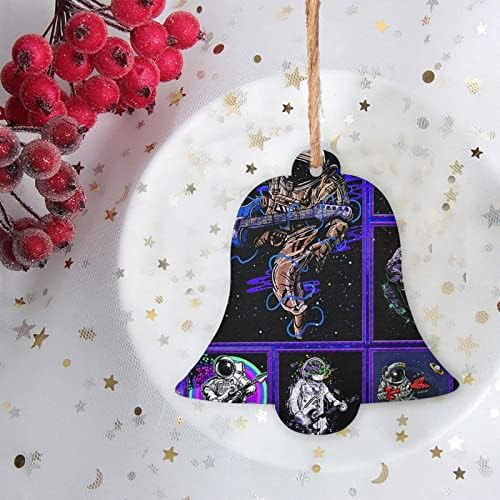 Ornamentos pendentes de Natal de madeira BGIWYLU para decoração de decoração pendurada astronauta tocam guitarra adequada