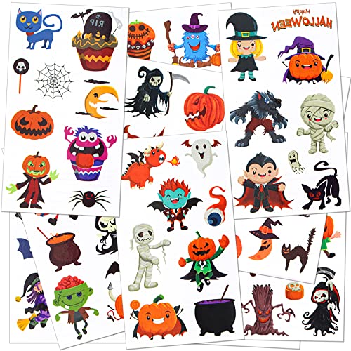 20 folhas Halloween Tatuagens temporárias para crianças, tatuagens falsas à prova d'água, atividades de Halloween para