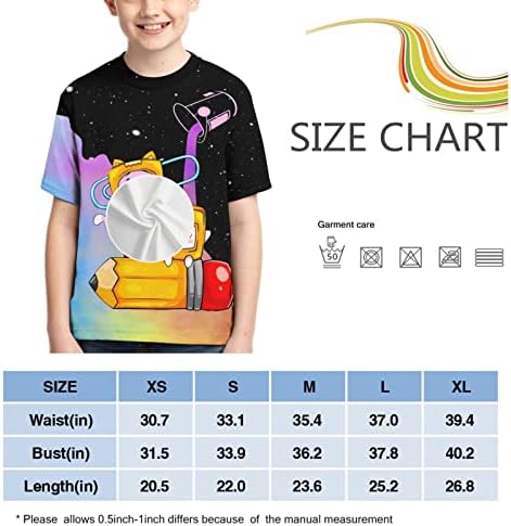 Camiseta dos meninos de meninas crianças de manga curta Crewneck 3D Tops gráficos impressos adequados para jovens
