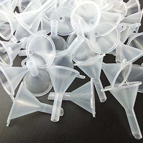Gxxmei 120pack mini funil de plástico transparente pequeno conjunto de funil para garrafas de laboratório, cápsula,