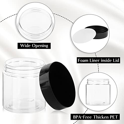TUZAZO 36 Pacote de contêineres plásticos de 4 oz com tampas e etiquetas BPA Free - Clear vazio reabastecido Round
