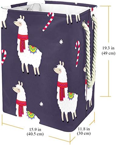 Inomer Feliz Ano Novo Impressão com Alpaca 300D Oxford PVC Roupas à prova d'água cesto de roupas grandes para cobertores