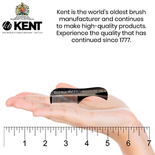 Kent 20t de grafite de dente fino pente dobrável + 81t pente de bolso feito à mão para barba e bigode - crescimento da barba/pente de dente fino - alisador de barba para homens e kit de manobra de barba