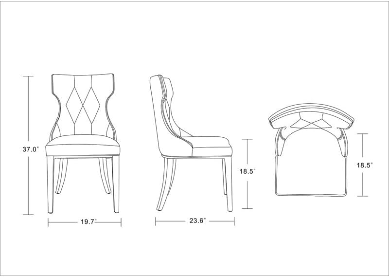 Manhattan Comfort Reine meados do século Modern Velvet estofado cadeira de jantar Wingback, conjunto de 2, tamanho único, preto