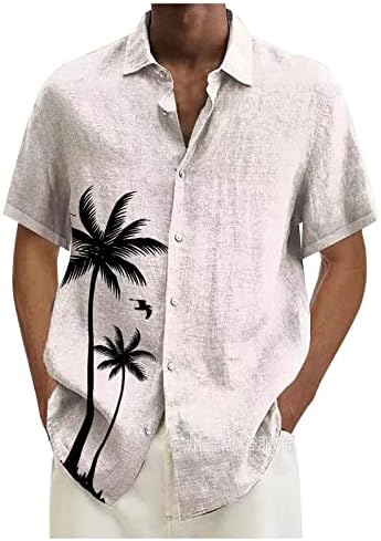 Camisas de botão gráfico para baixo para homens de manga curta camiseta casual tops de impressão tropical camisa havaiana camisa de
