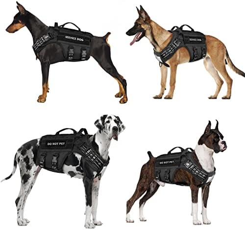 Kastty Premium Tactical Dog Arnness, tiras de patente de cães militares, colete de cães de serviço estendido sem arnês de cachorro com 2 bolsos, fivelas de 6x, alças de 2 vias e anéis de metal D, colete de cachorro personalizado