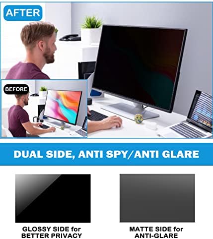 FilmExt 14 polegadas 16: 9 Laptop Tela de privacidade e filtro de tela de privacidade do computador para monitor widescreen de 24 polegadas, escudo de privacidade anti-espuma removível, filtro de luz azul anti-Glare