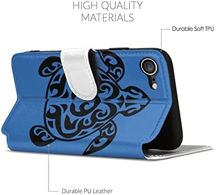 Tartaruga marinha havaiana iPhone 8 capa, iPhone 7 capa, capa de couro de flip de carteira com carteira de crédito
