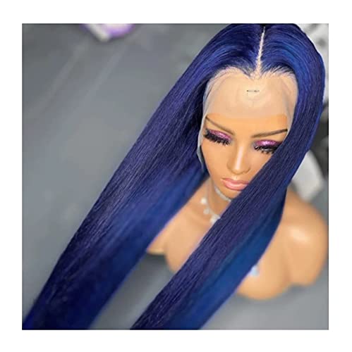 Bayde Wig Ladies peruca escura cor azul escuro Cabelo liso de cabelo sintético Cabelo de perucas dianteiras para todas as mulheres perucas de cabelo