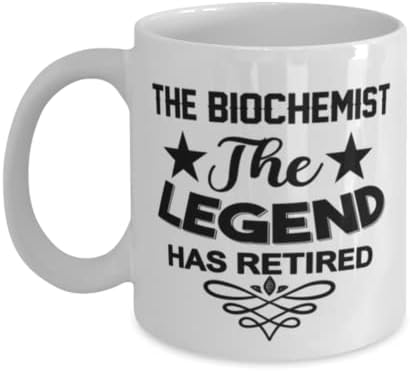 Caneca bioquímica, a lenda se aposentou, idéias de presentes exclusivas para bioquímica, copo de chá de caneca de café branco