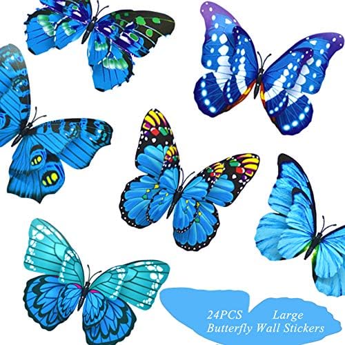 Adesivos de parede de borboleta gigante decoração de natal, 3d grande azul de magnetismo de parede decalques removíveis decorações de arte doméstica para festa de aniversário quarto quarto quarto