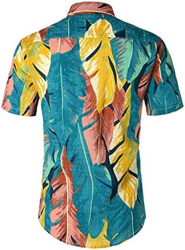 Botão de praia masculino Botão de manga curta colar de manga curta Hawaii Watermelon Banana Floral Impresso Camiseta Casual