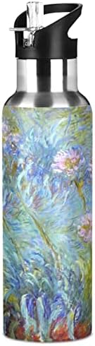 Garrafa de água da Alaza Monet pintando com palha de palha em aço isolado de aço inoxidável Thermo Flask Garrafa de água 32oz 63