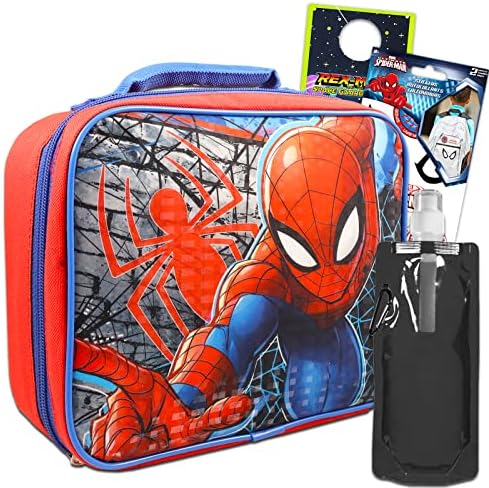 Marvel Shop Spiderman Lunchag para meninos, pacote infantil ~ Lunhana do Homem -Aranha e Carros Garrafas de Água Conjunto