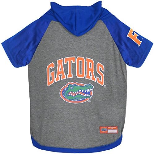 Capuz da NCAA Florida Gators para cães e gatos, x-small. | Camiseta colegiada de camisetas com capuz de cachorro licenciado