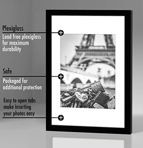 Americanflat 8x12 Frame de imagem em preto - Conjunto de 2 - Use como 6x8 quadro de imagem com MAT ou 8x12 sem tape