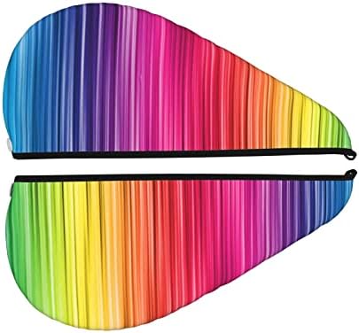 Tira de cor arco -íris usa Toalha de secagem de cabelo impressa com botão, toalha de cabelo de microfibra, chapéu de cabelo seco, cabelos