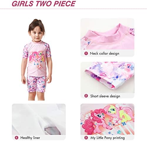 Julysand Toddler Girls Rash Guard Define rosa My Little Pony Swimsuit Manuva curta Twowear Swimwear Sun Protection Terno