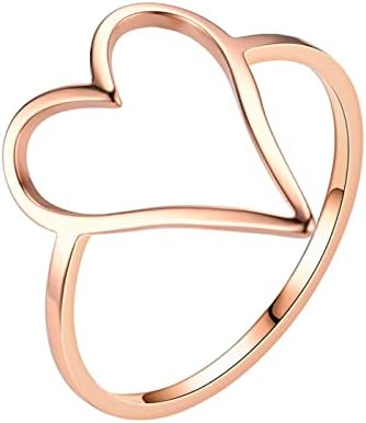 Anel de anel em forma de coração de aço de titânio anel liso não perde cor anel de aço inoxidável em forma de aço