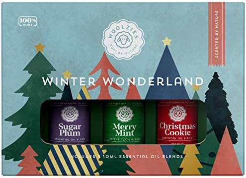 Woolzies Winter Wonderland Holiday Holiday Essential Oil Conjunto de 3 | Inclui biscoito de Natal, Sugar Plum & Merry Mint 10ml