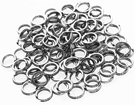 100pcs de pesca anéis divididos em aço inoxidável anéis divididos portátil aço inoxidável