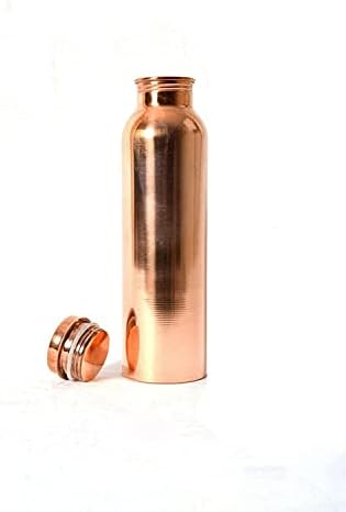 900 ml 4 garrafa de água de cobre simples com 8 Silver Touch Copper Glass Drink mais água e aproveite os benefícios para a saúde com a frescura da prova de vazamentos de água, amigável para viagens com benefícios de saúde ayurvédica