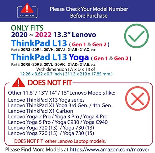 McOver Case Compatível para 2020 ~ 2022 13,3 Lenovo Thinkpad L13 Yoga / L13 Gen 1 / Gen 2 Somente computadores