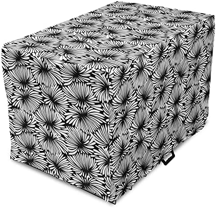 Capa lunarável de caixas de cachorro floral, padrão de crisântemos com pétalas de doodle flores ornamentais da primavera,