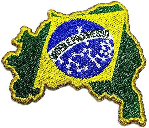 BP0403MT 01 Brasil Brasil Flag mapa de mapa bordado uniforme de fronteira dourada uniforme kart kimono, ferro ou costura
