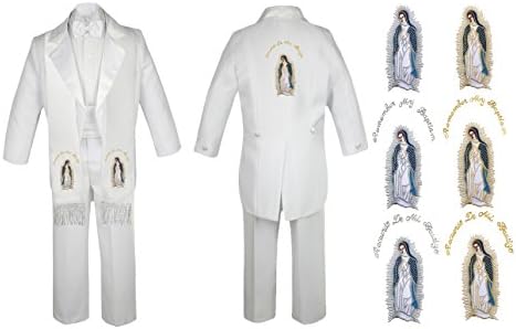 Unotux Baby Boy Batening Baptism Church White Tail Suit Mary Maria roubou o SM-7