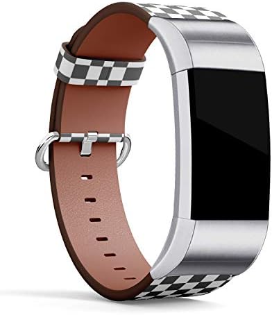 Banda de couro q-beans compatível com carga Fitbit 2, pulseira de pulseira de reposição Pulseira // Design de padrão de quadro-damas