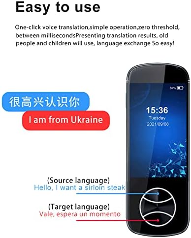 ASHATA portátil AI Smart Instant Language Translator Dispositivo, Bluetooth Wi -Fi online Online Offline Gravador de tela de toque intérprete,