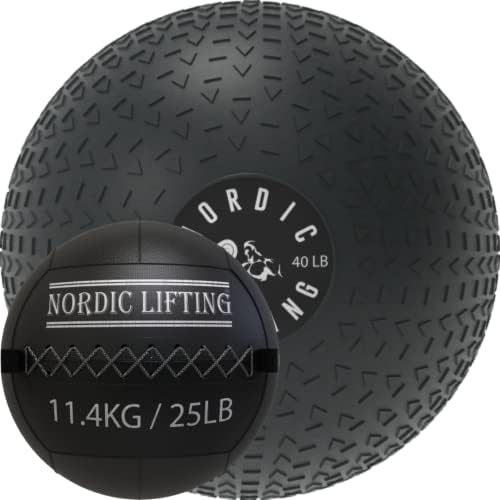 Nordic Lifting Slam Ball 40 lb pacote com bola de parede 25 lb
