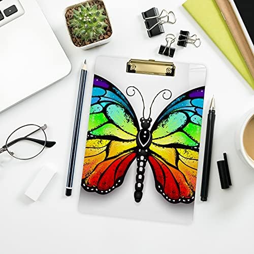 Monarch Alaza Butterfly de pranchas de arco -íris para crianças Mulheres de aluno Mulheres letra plástico clipe de baixo perfil, 9 x 12,5 pol., Clipe de ouro